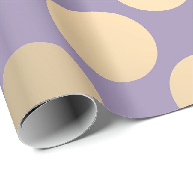 Papier Cadeau Polka Big Dots Plum violet Foxier Gold Ivory (Coin rond)