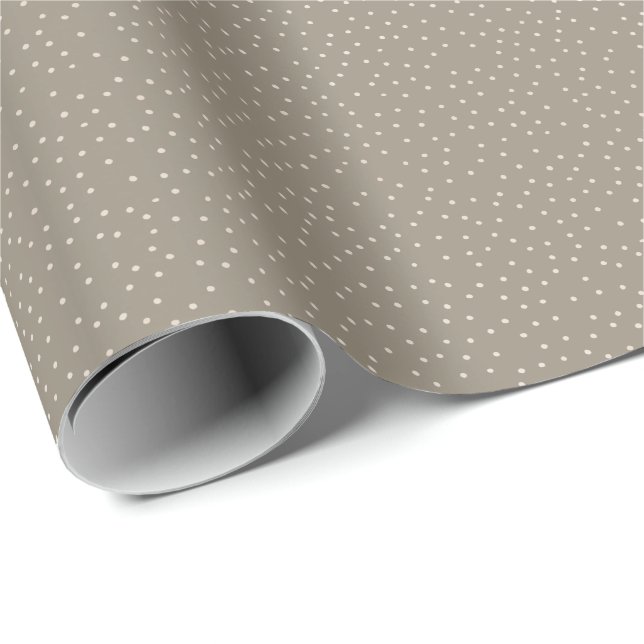 Papier Cadeau Polka blanche grise et chaude point désaturé minus (Coin rond)