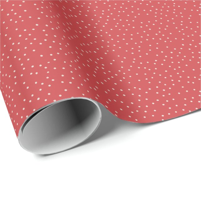 Papier Cadeau Polka blanche rouge et chaude point désaturé minus (Coin rond)