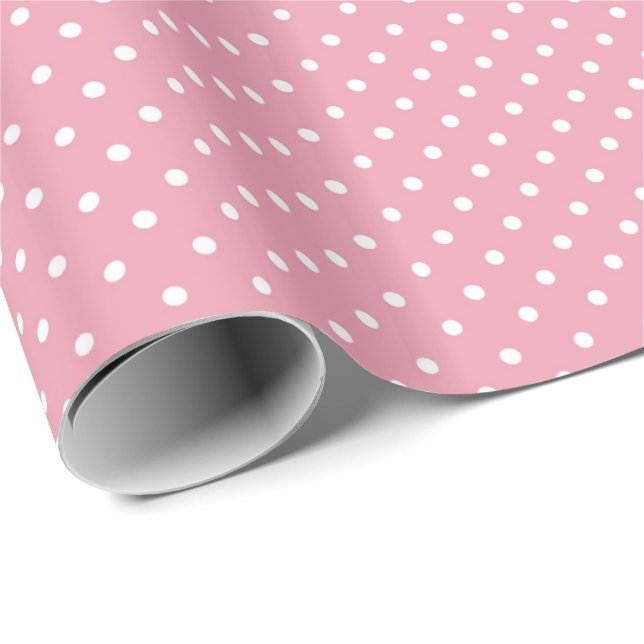 Papier Cadeau Polka Dots on Pink Pattern (Coin rond)