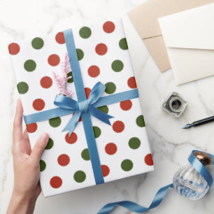 Papier Cadeau Polka géométrique verte et rouge Noël