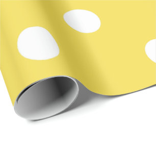 Papier Cadeau Polka Petits points blancs Canari de citron jaune 