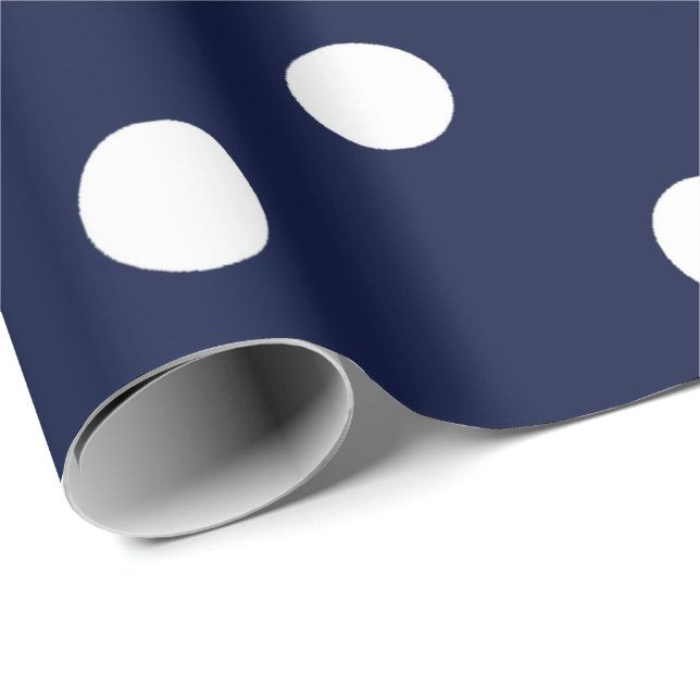 Papier Cadeau Polka Petits points Bleu Marine Blanc Classique Él (Coin rond)