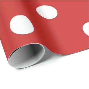 Papier Cadeau Polka Petits points Ladybird Vivid Rouge Ruby Blan