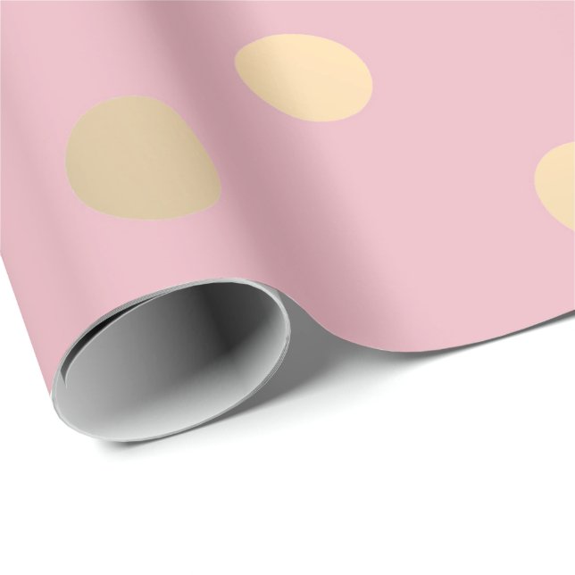 Papier Cadeau Polka Petits Points Poudre Pink Pastel Foxier Or (Coin rond)