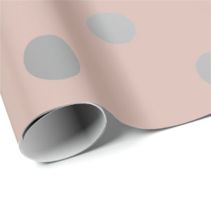 Papier Cadeau Polka Small Dots Pink Poudre Blush Gris argenté