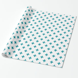 Papier Cadeau Polka turquoise croise sur blanc