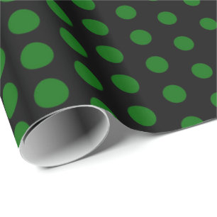 Papier Cadeau Polka vert point noir moderne