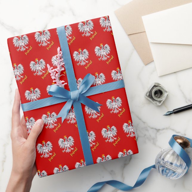 Papier cadeau Pologne, Drapeau polonais, Emblème / (Cadeaux)