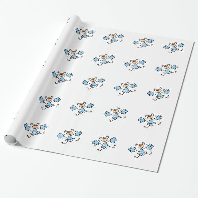Papier Cadeau Pom-pom girl Bleu Bébé (Déroulé)