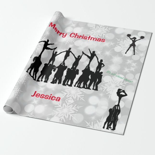 Papier Cadeau Pom-pom girl "Joyeux Noël" (Déroulé)