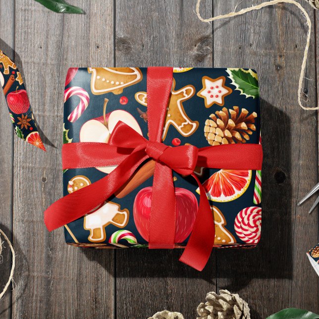 Papier Cadeau Pomme à sucre | Papier d'enveloppement de Noël (Créateur téléchargé)