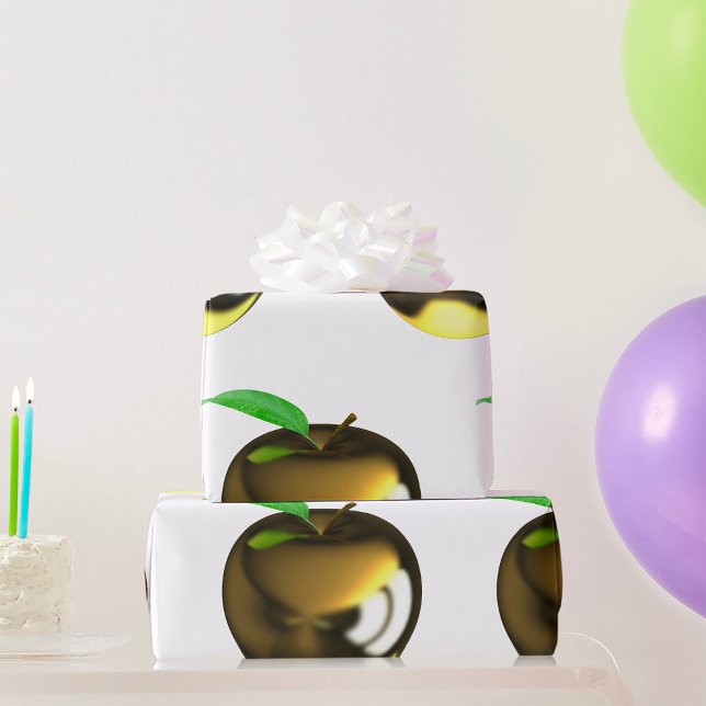 Papier Cadeau Pomme dorée avec feuille brillante métallique (Créateur téléchargé)
