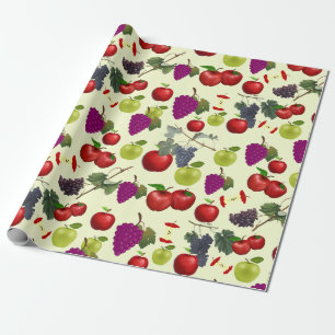 Papier Cadeau Pomme et raisins uniques Motif dynamique