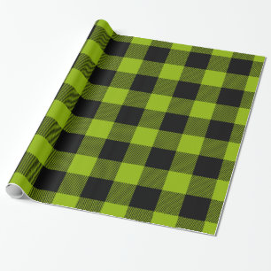 Papier Cadeau Pomme Vert Noir Buffalo carreau bûcheron énorme