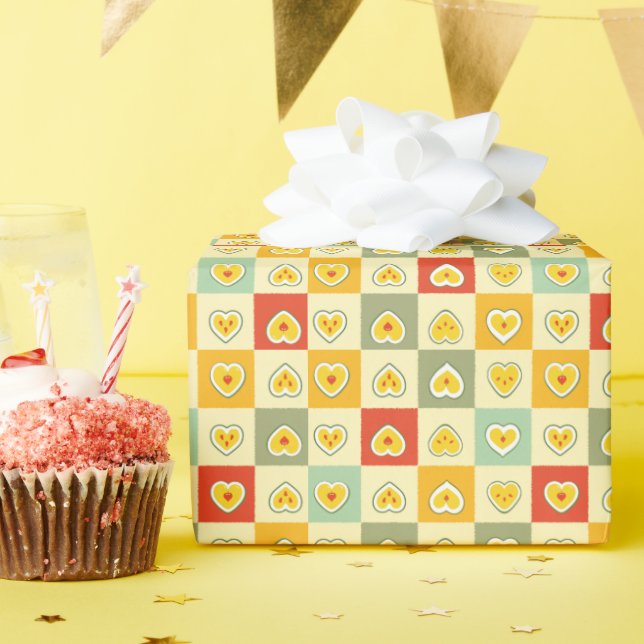 Papier Cadeau Pommes cardiaques (Fête d'anniversaire)