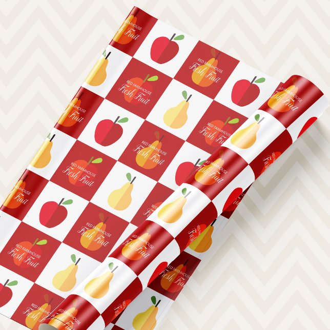 Papier Cadeau Pommes et poires Agricoles Marché Style Pays (Créateur téléchargé)