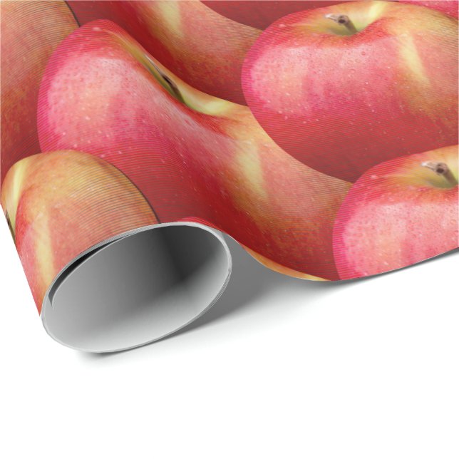 PAPIER CADEAU POMMES ROUGES DÉLICIEUSES (Coin rond)