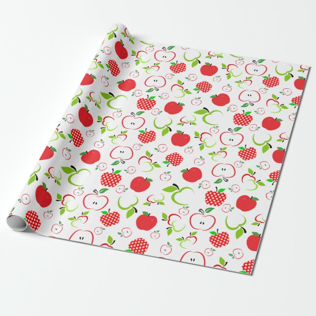 Papier Cadeau Pommes rouges et vertes (Déroulé)