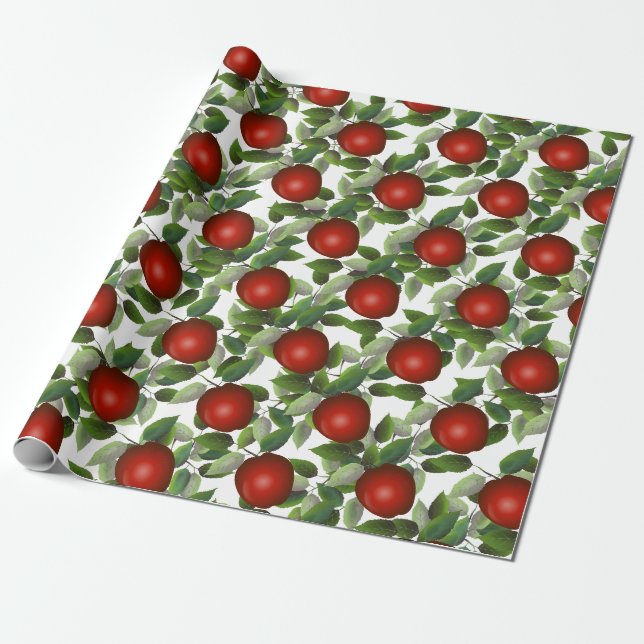 Papier Cadeau Pommes rouges vertes (Déroulé)