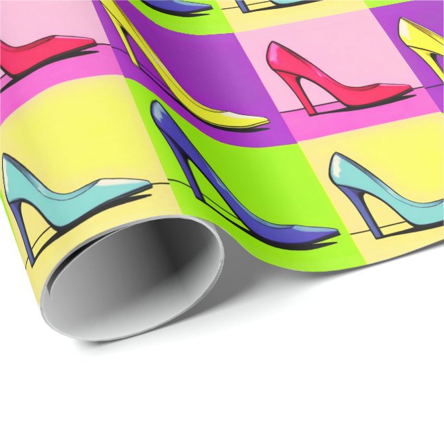 Papier Cadeau Pompes de Stiletto, haute hauteur Pop Art (Coin rond)