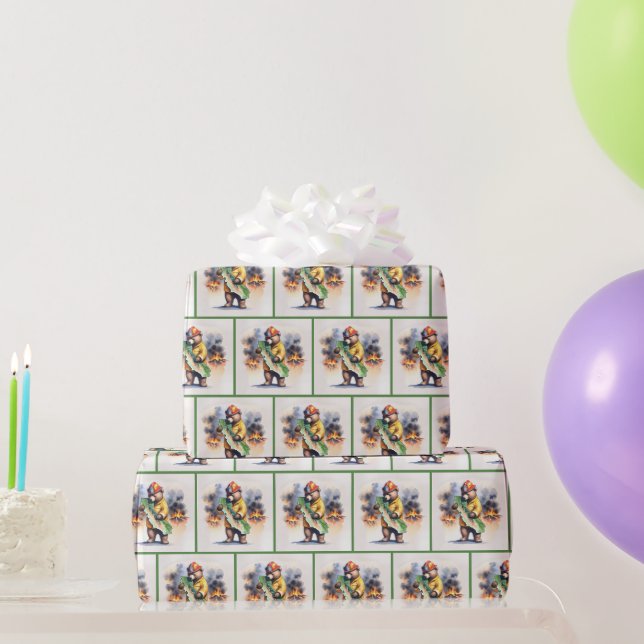 Papier Cadeau Pompier de l'ours de Californie (Cadeaux de fête)