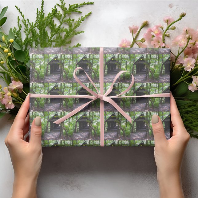 Papier Cadeau Pont couvert de Cambron, Comté de Madison, Alabama (Cambron Covered Bridge, Madison County, Alabama Wrapping Paper)