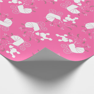 Papier Cadeau Poodle Baby shower Chien Chien Chiot Rose Girl