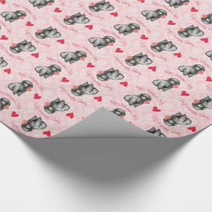 Papier Cadeau Poodle miniature Rose Valentine