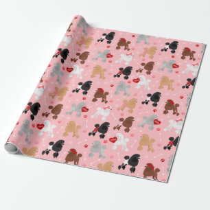 Papier Cadeau Poodle Valentine Motif