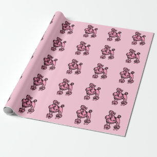 Papier Cadeau Poodles roses Envelopper le papier