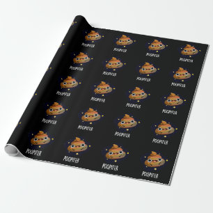 Papier Cadeau Poopiter Funny Planet Jupiter Pun Dark BG