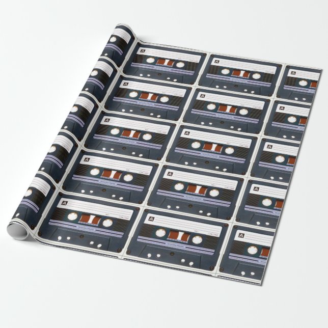 Papier Cadeau Pop Art Cassette Rétro (Déroulé)