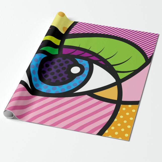 Papier Cadeau POP ART Eyes Illustration.art, pop, oeil, desi gra (Déroulé)