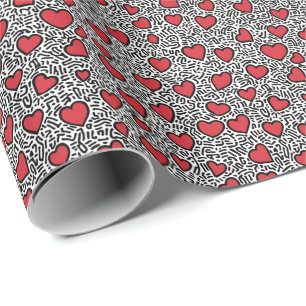Papier Cadeau Pop Art Heart Motif