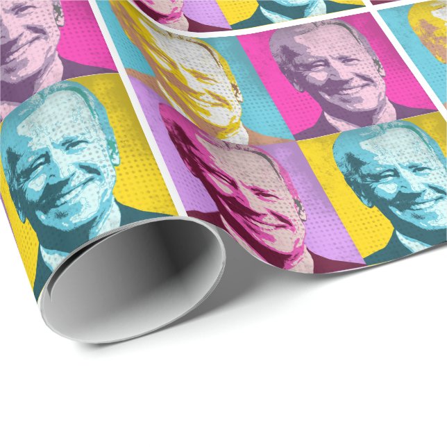 Papier Cadeau Pop Art Joe Biden (Coin rond)