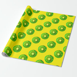 Papier Cadeau Pop art vif kiwi fruit original aquarelle