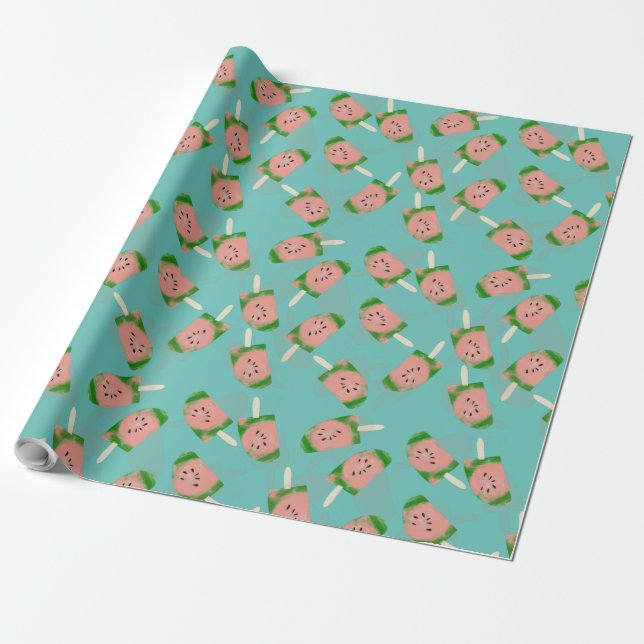 Papier Cadeau Pop de crème glacée Tie Dye Watermelon (Déroulé)