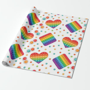 Papier Cadeau Pop It Toy Couleurs arc-en-ciel Anniversaire