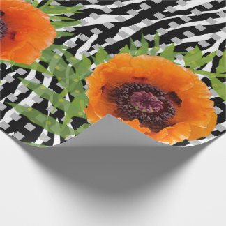 Papier Cadeau Poppies avec Motifs noirs et blancs