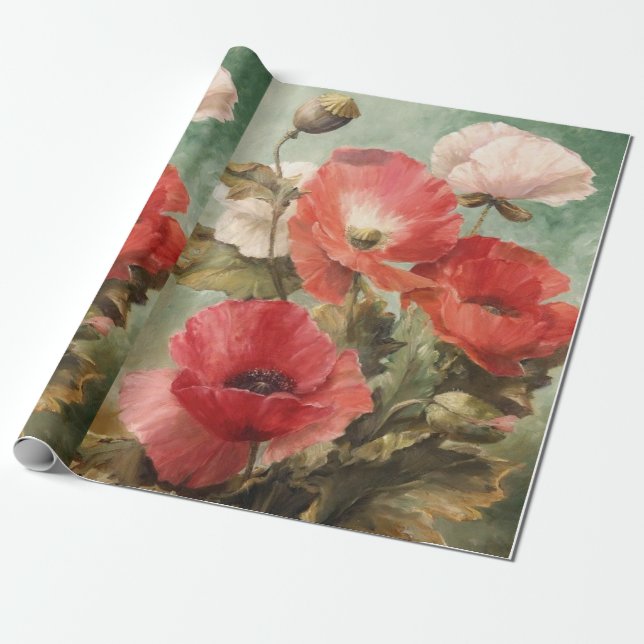 Papier Cadeau poppies on wrapping paper (Déroulé)