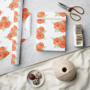 Papier Cadeau Poppies orange