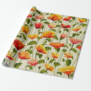 Papier Cadeau Poppies rétro