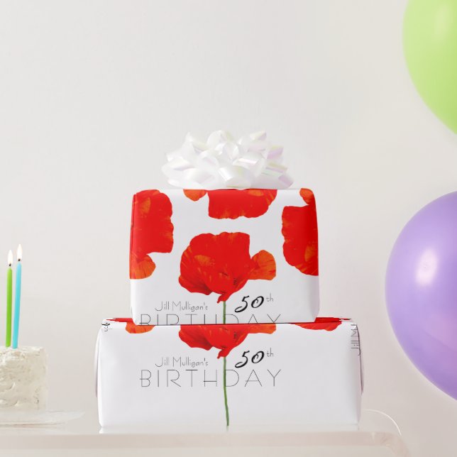 Papier Cadeau POPPY Collection 50e anniversaire WP personnalisé (Cadeaux de fête)