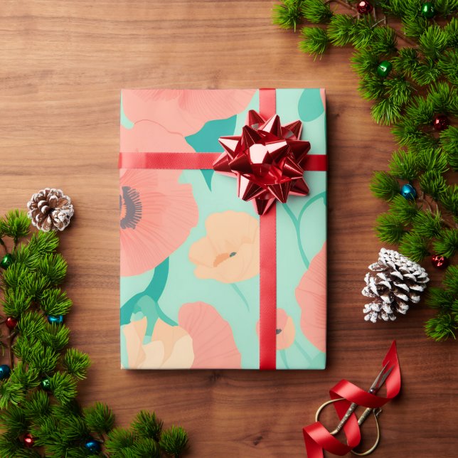 Papier Cadeau Poppy Pastel Coloré Motif personnalisé (Cadeau de vacances)