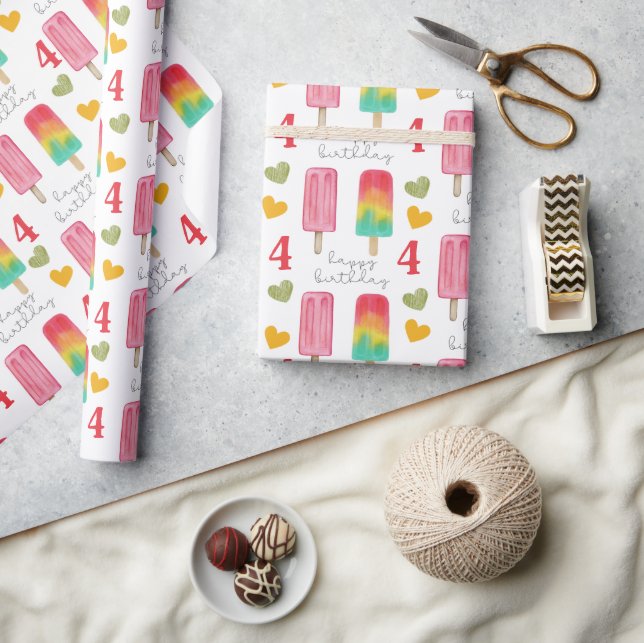 Papier Cadeau Popsicles de crème glacée estivale sur mesure (Artisanat)