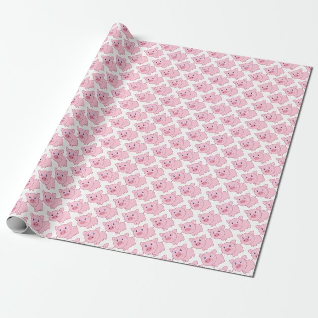 Papier Cadeau Porcs roses (Déroulé)