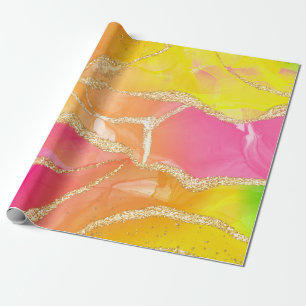 Papier Cadeau Porte arc-en-ciel coloré rose et orange et vert
