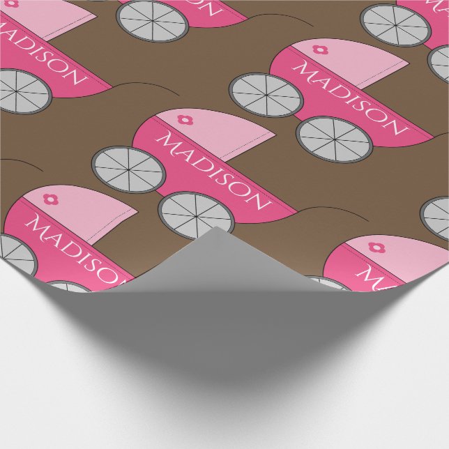 Papier Cadeau Porte-bébé personnalisé, joli rose (Coin)