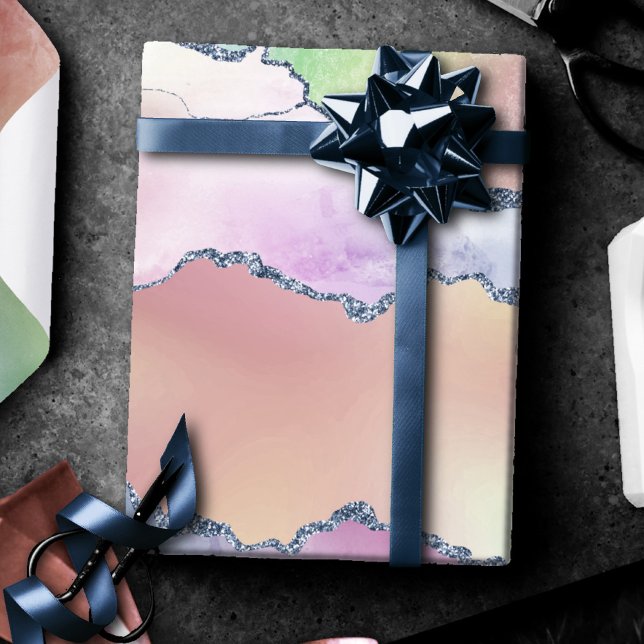 Papier Cadeau Porte de pêche | Pretty Soft Pastel Aquarelle Ombr (Créateur téléchargé)